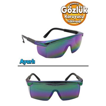Badem10 S400 Kulak Ayarlı Gökkuşağı İş Güvenlik Gözlüğü