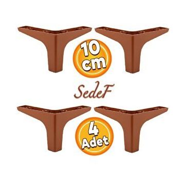 Badem10 Sedef Lüks 10 cm Düz Kahverengi 4 Adet Mobilya Kanepe Sehpa TV Ünitesi Koltuk Ayağı