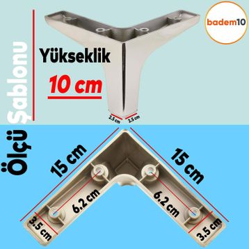 Badem10 Sedef Lüks 10 cm Parlak Krom Baza Mobilya Kanepe Sehpa TV Ünitesi Koltuk Ayağı