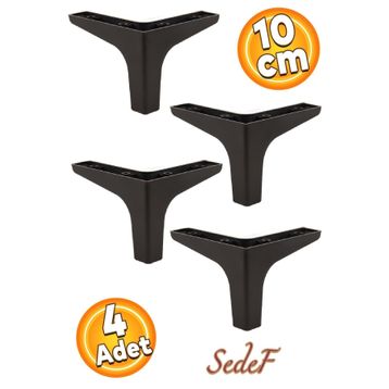 Badem10 Sedef Lüks 10 cm Siyah 4 Adet Mobilya Kanepe Sehpa TV Ünitesi Koltuk Ayağı