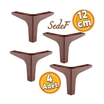 Badem10 Sedef Lüks 12 cm Ceviz Ahşap Desenli 4 Adet Mobilya Kanepe Sehpa Tv Ünitesi Koltuk Ayağı