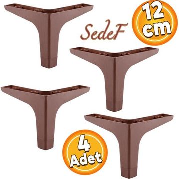 Badem10 Sedef Lüks 12 cm Ceviz Ahşap Desenli 4 Adet Mobilya Kanepe Sehpa Tv Ünitesi Koltuk Ayağı