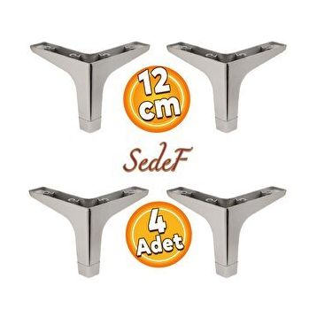 Badem10 Sedef Lüks 12 cm Krom 4 Adet Mobilya Kanepe Sehpa TV Ünitesi Koltuk Ayağı