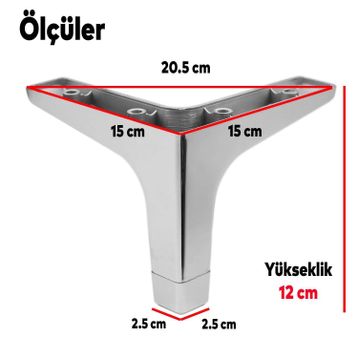 Badem10 Sedef Lüks 12 cm Krom 4 Adet Mobilya Kanepe Sehpa TV Ünitesi Koltuk Ayağı