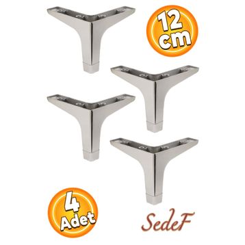 Badem10 Sedef Lüks 12 cm Krom 4 Adet Mobilya Kanepe Sehpa TV Ünitesi Koltuk Ayağı