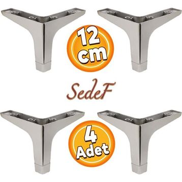 Badem10 Sedef Lüks 12 cm Krom 4 Adet Mobilya Kanepe Sehpa TV Ünitesi Koltuk Ayağı