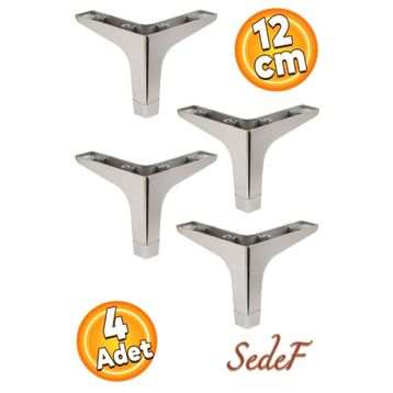 Badem10 Sedef Lüks 12 cm Krom 4 Adet Mobilya Kanepe Sehpa TV Ünitesi Koltuk Ayağı