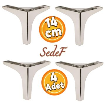 Badem10 Sedef Lüks 14 cm Krom 4 Adet Mobilya Kanepe Sehpa TV Ünitesi Koltuk Ayağı