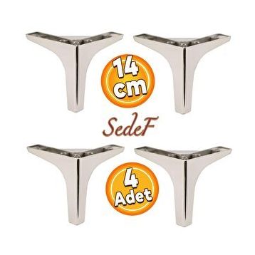 Badem10 Sedef Lüks 14 cm Krom 4 Adet Mobilya Kanepe Sehpa TV Ünitesi Koltuk Ayağı