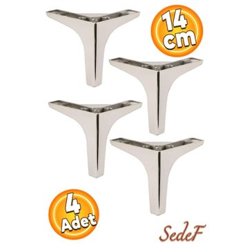 Badem10 Sedef Lüks 14 cm Krom 4 Adet Mobilya Kanepe Sehpa TV Ünitesi Koltuk Ayağı