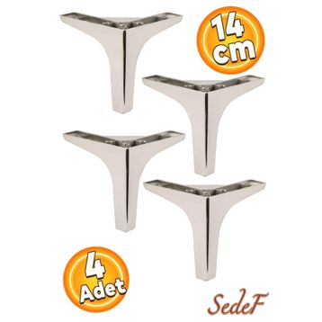 Badem10 Sedef Lüks 14 cm Krom 4 Adet Mobilya Kanepe Sehpa TV Ünitesi Koltuk Ayağı