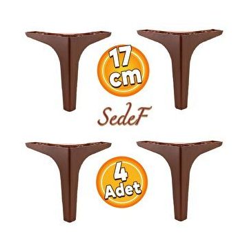 Badem10 Sedef Lüks 17 cm Ahşap Deseni Kahverengi 4 Adet Mobilya Kanepe Sehpa TV Ünitesi Koltuk Ayağı