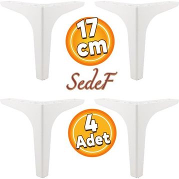 Badem10 Sedef Lüks 17 cm Beyaz 4 Adet Mobilya Kanepe Sehpa TV Ünitesi Koltuk Ayağı