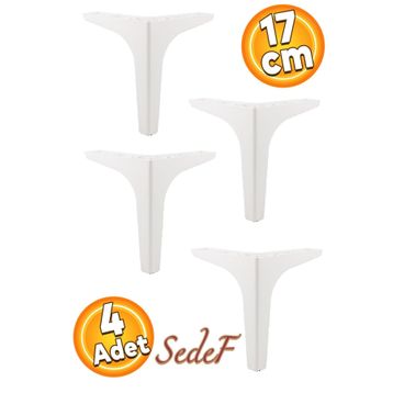Badem10 Sedef Lüks 17 cm Beyaz 4 Adet Mobilya Kanepe Sehpa TV Ünitesi Koltuk Ayağı