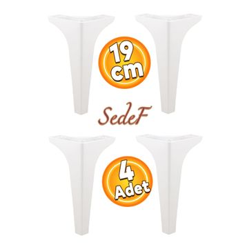 Badem10 Sedef Lüks 19 cm Beyaz Baza 4 Adet Mobilya Kanepe Sehpa Tv Ünitesi Koltuk Ayağı