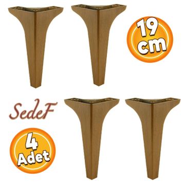 Badem10 Sedef Lüks 19 cm Koyu Ceviz Baza 4 Adet Mobilya Kanepe Sehpa TV Ünitesi Koltuk Ayağı