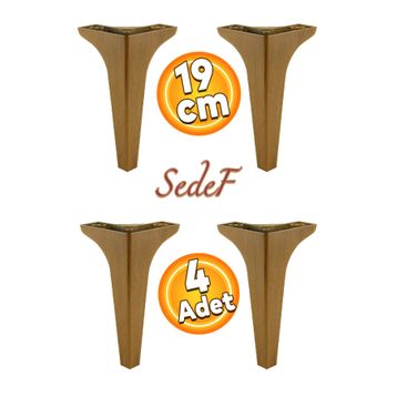 Badem10 Sedef Lüks 19 cm Koyu Ceviz Baza 4 Adet Mobilya Kanepe Sehpa TV Ünitesi Koltuk Ayağı