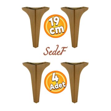 Badem10 Sedef Lüks 19 cm Koyu Ceviz Baza 4 Adet Mobilya Kanepe Sehpa TV Ünitesi Koltuk Ayağı