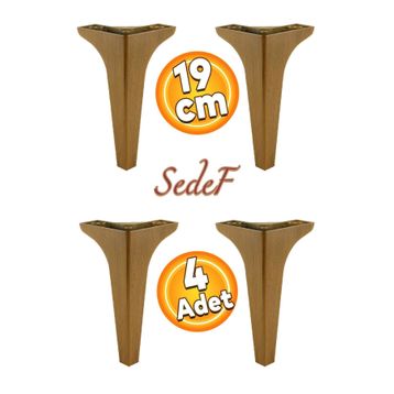 Badem10 Sedef Lüks 19 cm Koyu Ceviz Baza 4 Adet Mobilya Kanepe Sehpa TV Ünitesi Koltuk Ayağı