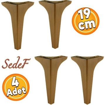 Badem10 Sedef Lüks 19 cm Koyu Ceviz Baza 4 Adet Mobilya Kanepe Sehpa TV Ünitesi Koltuk Ayağı