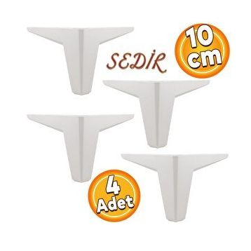 Badem10 Sedir Lüks 10 cm Beyaz 4 Adet Baza Mobilya Kanepe Sehpa TV Ünitesi Koltuk Ayağı