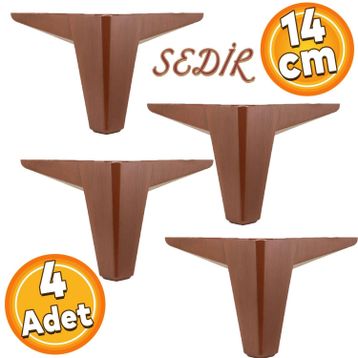 Badem10 Sedir Lüks 14 cm Ahşap Desenli Kahverengi 4 Adet Mobilya Kanepe Sehpa TV Ünitesi Koltuk Ayağı