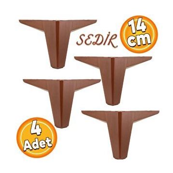 Badem10 Sedir Lüks 14 cm Ahşap Desenli Kahverengi 4 Adet Mobilya Kanepe Sehpa TV Ünitesi Koltuk Ayağı