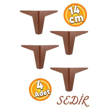 Badem10 Sedir Lüks 14 cm Ahşap Desenli Kahverengi 4 Adet Mobilya Kanepe Sehpa TV Ünitesi Koltuk Ayağı