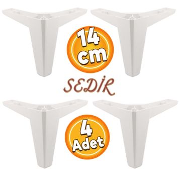 Badem10 Sedir Lüks 14 cm Beyaz 4 Adet Mobilya Kanepe Sehpa TV Ünitesi Koltuk Ayağı