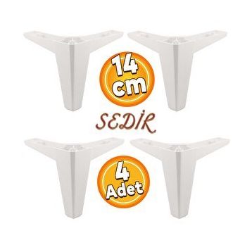 Badem10 Sedir Lüks 14 cm Beyaz 4 Adet Mobilya Kanepe Sehpa TV Ünitesi Koltuk Ayağı
