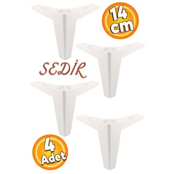 Badem10 Sedir Lüks 14 cm Beyaz 4 Adet Mobilya Kanepe Sehpa TV Ünitesi Koltuk Ayağı