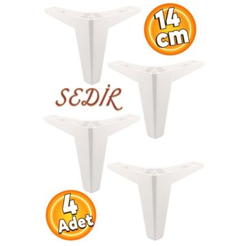 Badem10 Sedir Lüks 14 cm Beyaz 4 Adet Mobilya Kanepe Sehpa TV Ünitesi Koltuk Ayağı