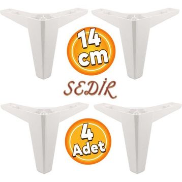Badem10 Sedir Lüks 14 cm Beyaz 4 Adet Mobilya Kanepe Sehpa TV Ünitesi Koltuk Ayağı