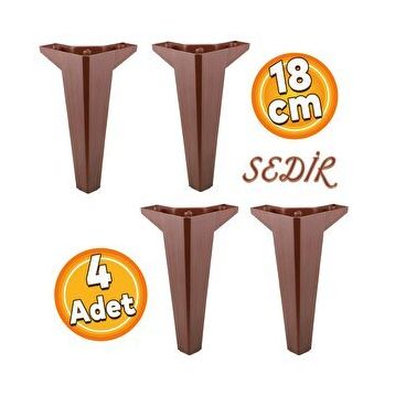 Badem10 Sedir Lüks 18 cm Ahşap Desenli Kahverengi 4 Adet Mobilya Kanepe Sehpa TV Ünitesi Koltuk Ayağı