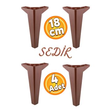 Badem10 Sedir Lüks 18 cm Ahşap Desenli Kahverengi 4 Adet Mobilya Kanepe Sehpa TV Ünitesi Koltuk Ayağı