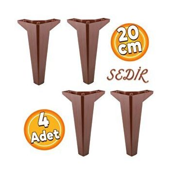 Badem10 Sedir Lüks 20 cm Ahşap Desenli Kahverengi 4 Adet Mobilya Kanepe Sehpa TV Ünitesi Koltuk Ayağı