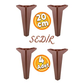 Badem10 Sedir Lüks 20 cm Ahşap Desenli Kahverengi 4 Adet Mobilya Kanepe Sehpa TV Ünitesi Koltuk Ayağı