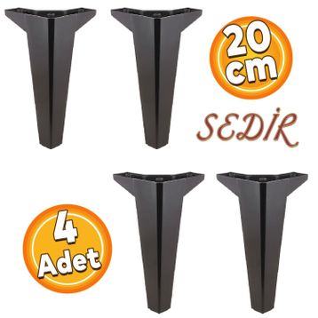 Badem10 Sedir Lüks 20 cm Siyah Baza 4 Adet Mobilya Kanepe Sehpa TV Ünitesi Koltuk Ayağı