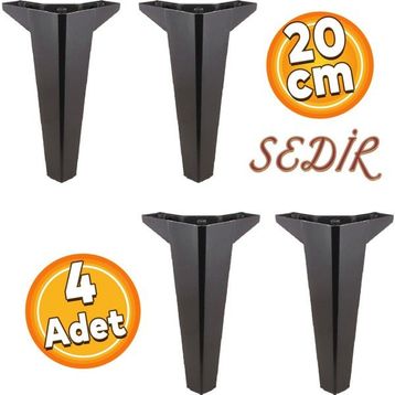 Badem10 Sedir Lüks 20 cm Siyah Baza 4 Adet Mobilya Kanepe Sehpa TV Ünitesi Koltuk Ayağı