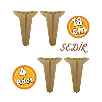Badem10 Sedir Lüks Açık Ceviz 18 cm 4 Adet Mobilya Kanepe Sehpa Baza TV Ünitesi Koltuk Ayağı