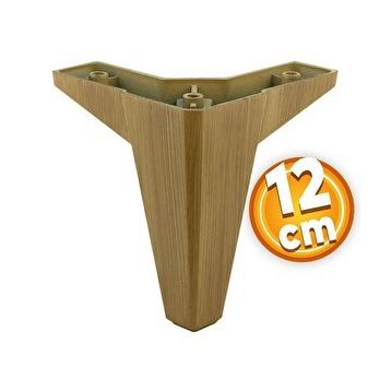 Badem10 Sedir Lüks Ahşap Desenli Açık Ceviz 12 cm Mobilya Kanepe Sehpa Baza TV Ünitesi Koltuk Ayağı
