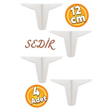 Badem10 Sedir Lüks Beyaz 12 cm 4 Adet Mobilya Kanepe Sehpa Baza TV Ünitesi Koltuk Ayağı