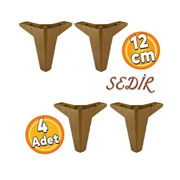 Badem10 Sedir Lüks Koyu Ceviz 12 cm 4 Adet Mobilya Kanepe Sehpa Baza TV Ünitesi Koltuk Ayağı
