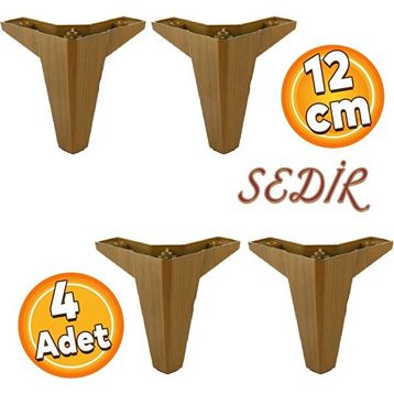 Badem10 Sedir Lüks Koyu Ceviz 12 cm 4 Adet Mobilya Kanepe Sehpa Baza TV Ünitesi Koltuk Ayağı