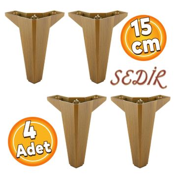 Badem10 Sedir Lüks Koyu Ceviz 15 cm 4 Adet Mobilya Kanepe Sehpa Baza TV Ünitesi Koltuk Ayağı