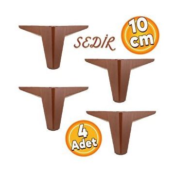 Badem10 Sedir Lüks Mobilya 10 cm Ahşap Desenli Kahverengi 4 Adet Kanepe Sehpa Tv Ünitesi Koltuk Ayağı