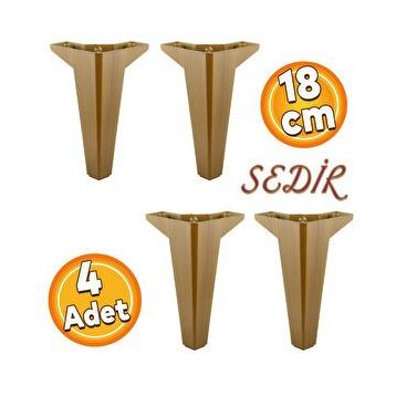 Badem10 Sedir Lüks Mobilya Koyu Ceviz 18 cm 4 Adet Kanepe Sehpa Baza TV Ünitesi Koltuk Ayağı