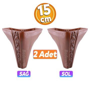 Badem10 Seher 1 Çift 15 cm Kahverengi Baza Avangart Mobilya Kanepe Sehpa Çekyat Koltuk Ayağı