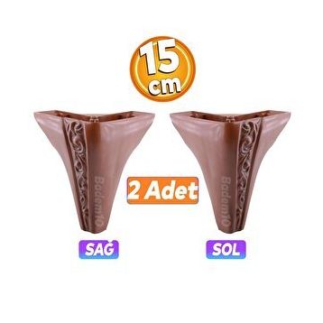 Badem10 Seher 1 Çift 15 cm Kahverengi Baza Avangart Mobilya Kanepe Sehpa Çekyat Koltuk Ayağı