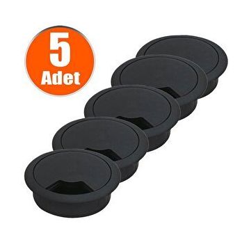 Badem10 Siyah 5x6 cm Masa Üstü Kablo Kanalı Deliği Kapağı